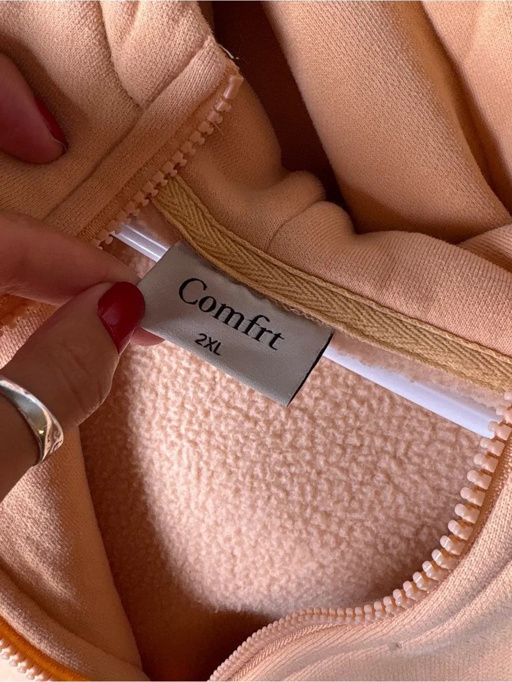 Comfrt Pastel Zip Hoodie Sweatshirt Creamsicle Unsex 2XL